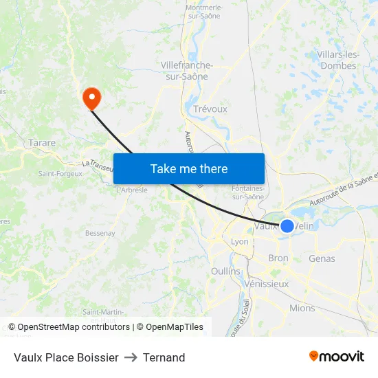Vaulx Place Boissier to Ternand map
