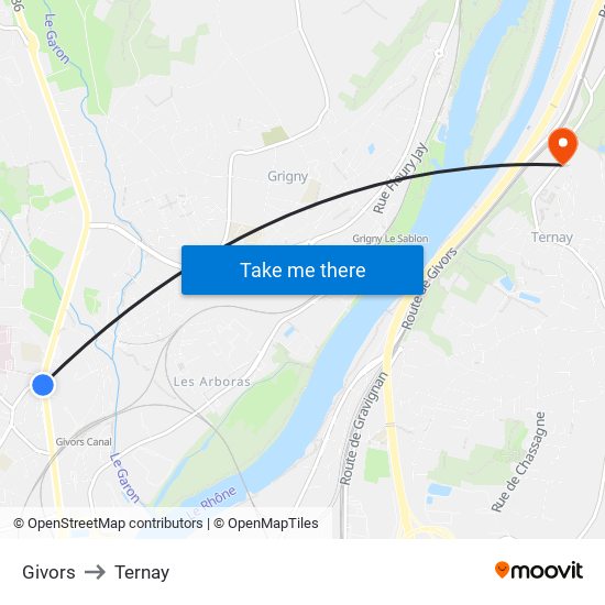 Givors to Ternay map