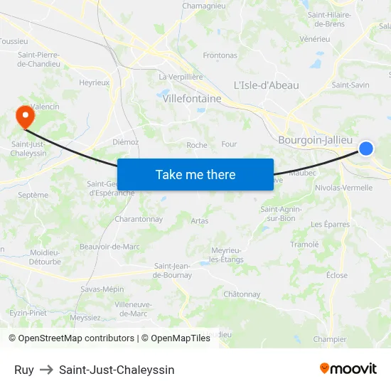 Ruy to Saint-Just-Chaleyssin map