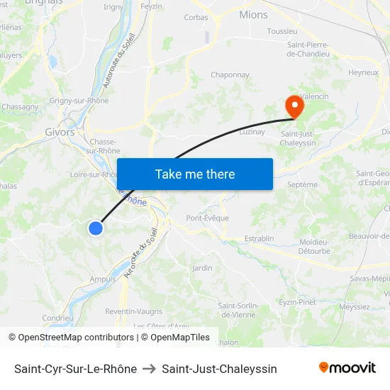 Saint-Cyr-Sur-Le-Rhône to Saint-Just-Chaleyssin map