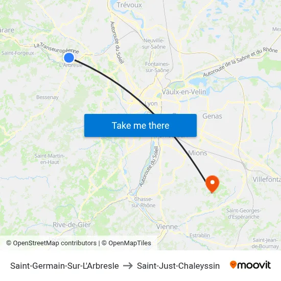 Saint-Germain-Sur-L'Arbresle to Saint-Just-Chaleyssin map