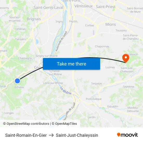 Saint-Romain-En-Gier to Saint-Just-Chaleyssin map