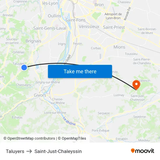 Taluyers to Saint-Just-Chaleyssin map