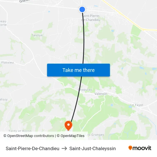 Saint-Pierre-De-Chandieu to Saint-Just-Chaleyssin map
