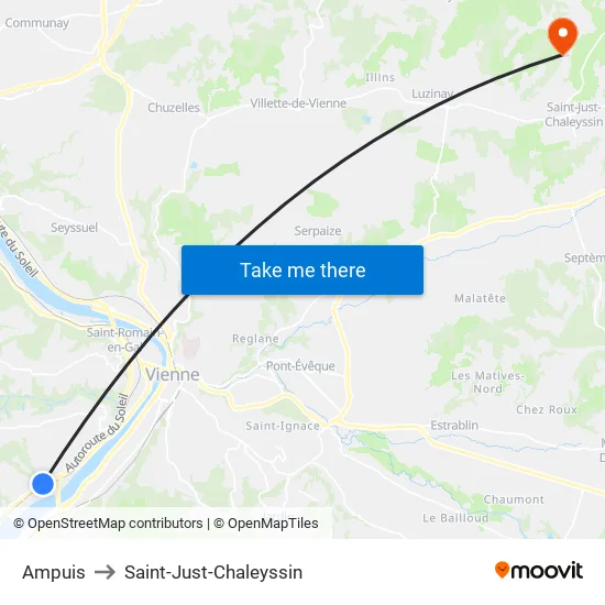 Ampuis to Saint-Just-Chaleyssin map