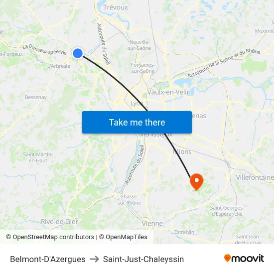 Belmont-D'Azergues to Saint-Just-Chaleyssin map