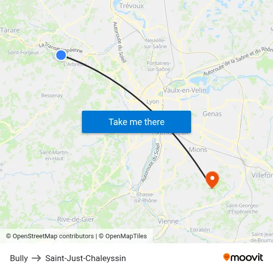 Bully to Saint-Just-Chaleyssin map