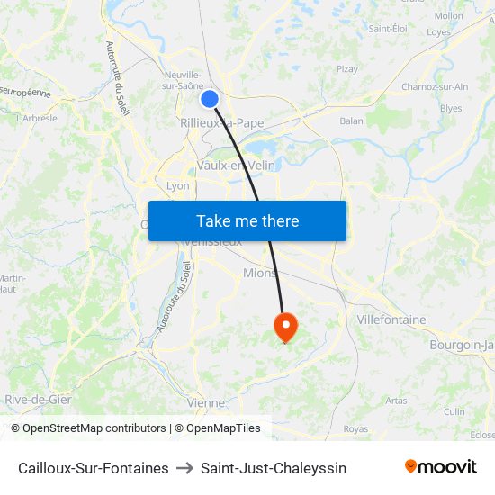 Cailloux-Sur-Fontaines to Saint-Just-Chaleyssin map