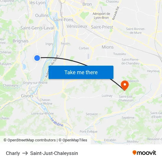 Charly to Saint-Just-Chaleyssin map