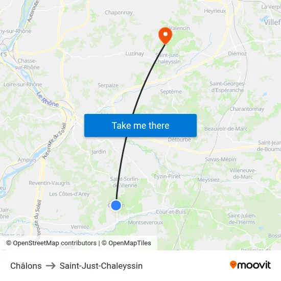 Châlons to Saint-Just-Chaleyssin map