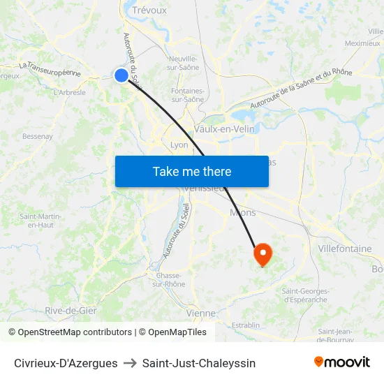 Civrieux-D'Azergues to Saint-Just-Chaleyssin map