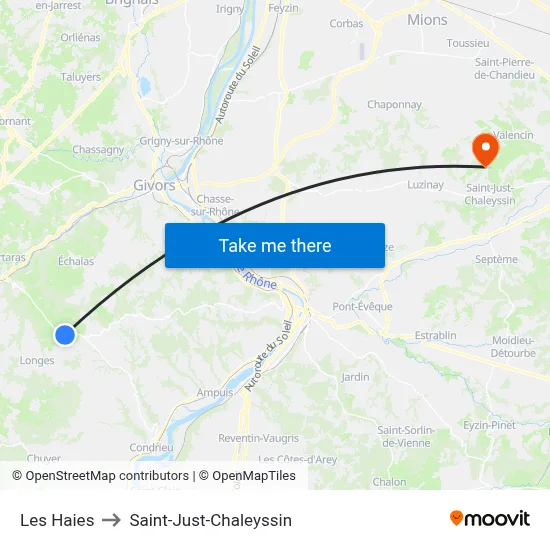Les Haies to Saint-Just-Chaleyssin map