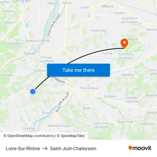 Loire-Sur-Rhône to Saint-Just-Chaleyssin map