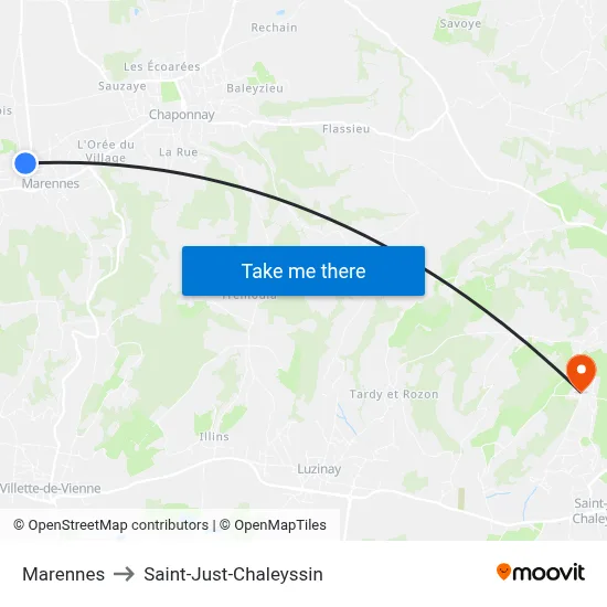 Marennes to Saint-Just-Chaleyssin map