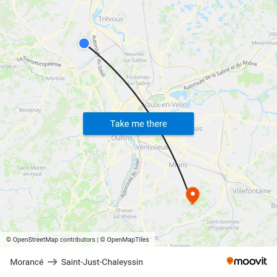 Morancé to Saint-Just-Chaleyssin map