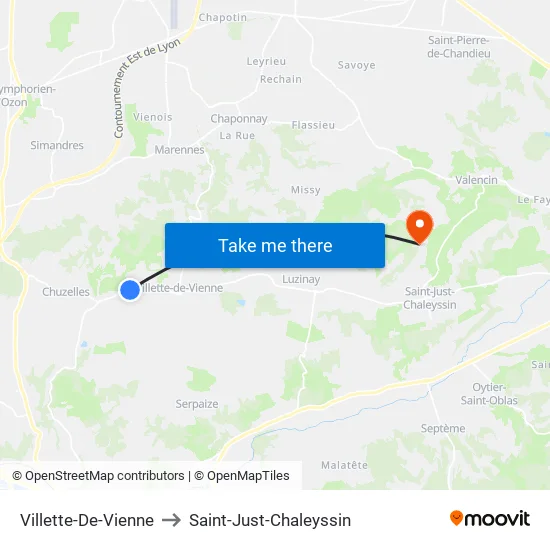 Villette-De-Vienne to Saint-Just-Chaleyssin map