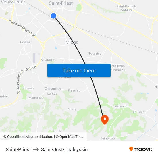 Saint-Priest to Saint-Just-Chaleyssin map