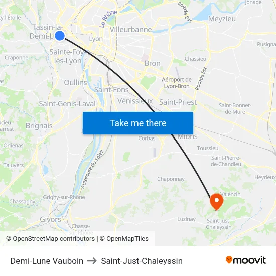Demi-Lune Vauboin to Saint-Just-Chaleyssin map