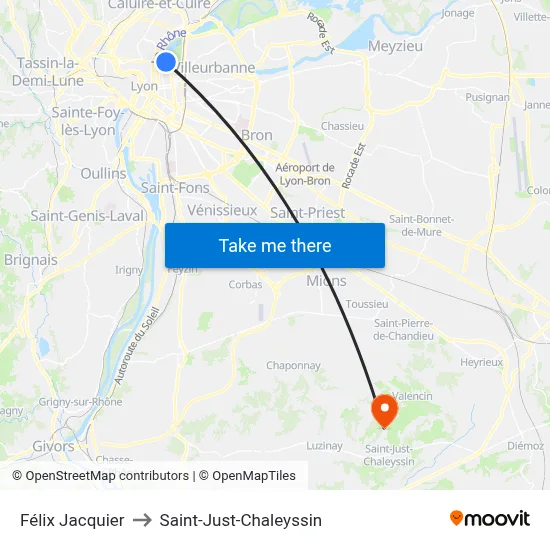 Félix Jacquier to Saint-Just-Chaleyssin map