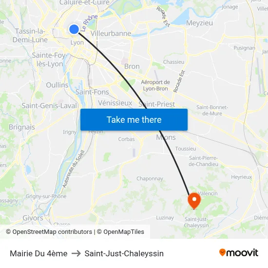 Mairie Du 4ème to Saint-Just-Chaleyssin map