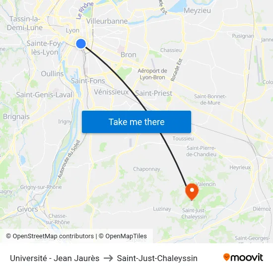 Université - Jean Jaurès to Saint-Just-Chaleyssin map