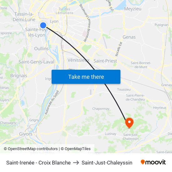 Saint-Irenée - Croix Blanche to Saint-Just-Chaleyssin map