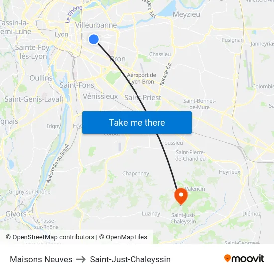 Maisons Neuves to Saint-Just-Chaleyssin map