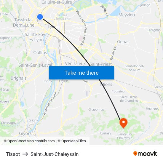 Tissot to Saint-Just-Chaleyssin map