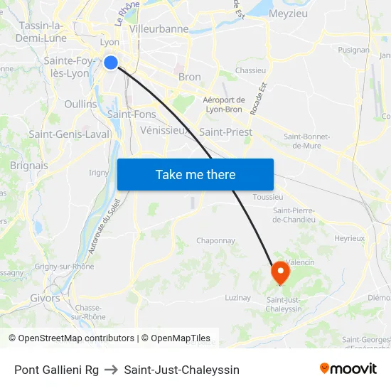 Pont Gallieni Rg to Saint-Just-Chaleyssin map