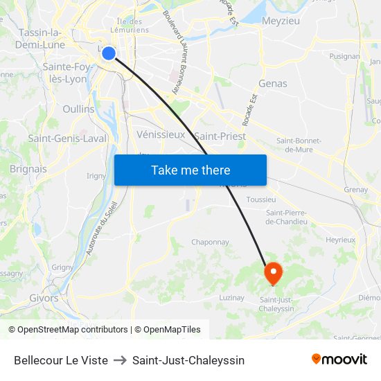 Bellecour Le Viste to Saint-Just-Chaleyssin map