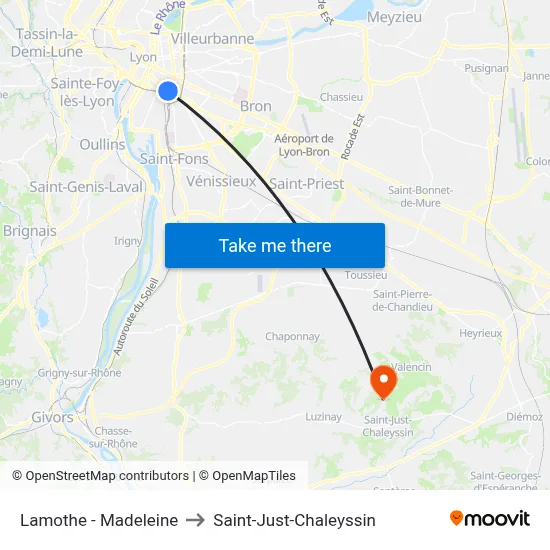 Lamothe - Madeleine to Saint-Just-Chaleyssin map