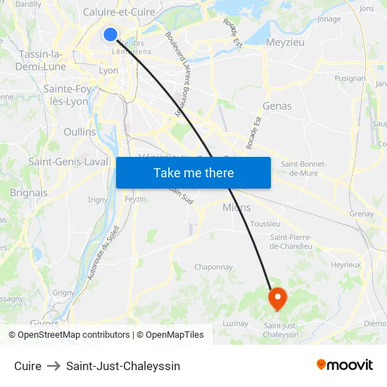 Cuire to Saint-Just-Chaleyssin map