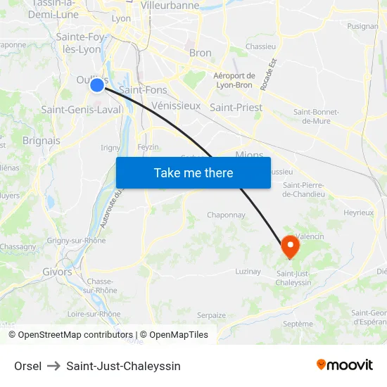 Orsel to Saint-Just-Chaleyssin map