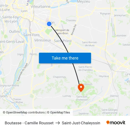 Boutasse - Camille Rousset to Saint-Just-Chaleyssin map