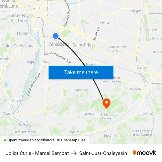 Joliot Curie - Marcel Sembat to Saint-Just-Chaleyssin map