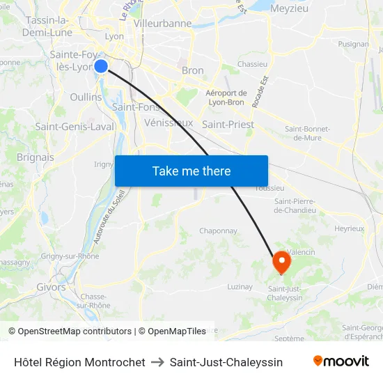 Hôtel Région Montrochet to Saint-Just-Chaleyssin map