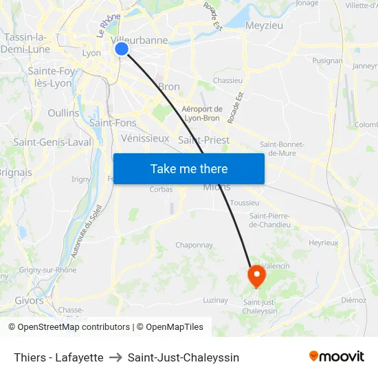 Thiers - Lafayette to Saint-Just-Chaleyssin map