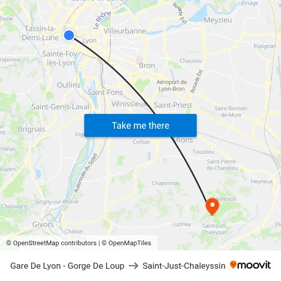 Gare De Lyon - Gorge De Loup to Saint-Just-Chaleyssin map
