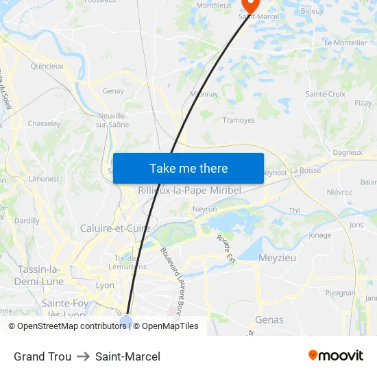 Grand Trou to Saint-Marcel map