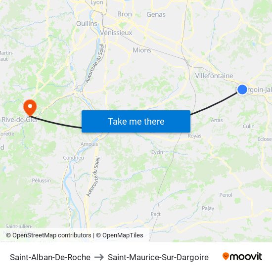 Saint-Alban-De-Roche to Saint-Maurice-Sur-Dargoire map