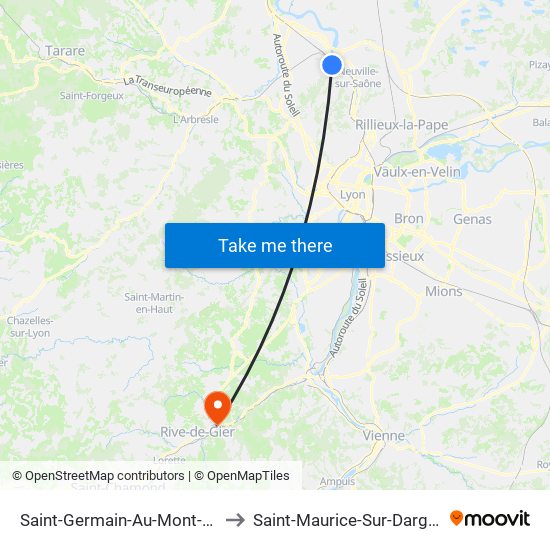 Saint-Germain-Au-Mont-D'Or to Saint-Maurice-Sur-Dargoire map