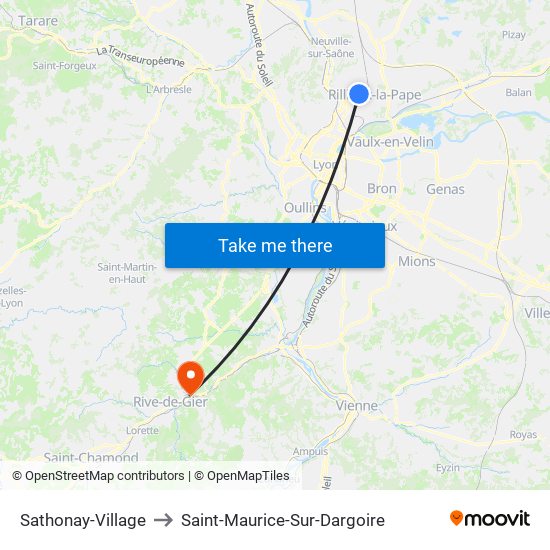 Sathonay-Village to Saint-Maurice-Sur-Dargoire map