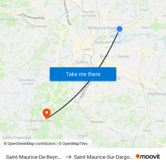 Saint-Maurice-De-Beynost to Saint-Maurice-Sur-Dargoire map