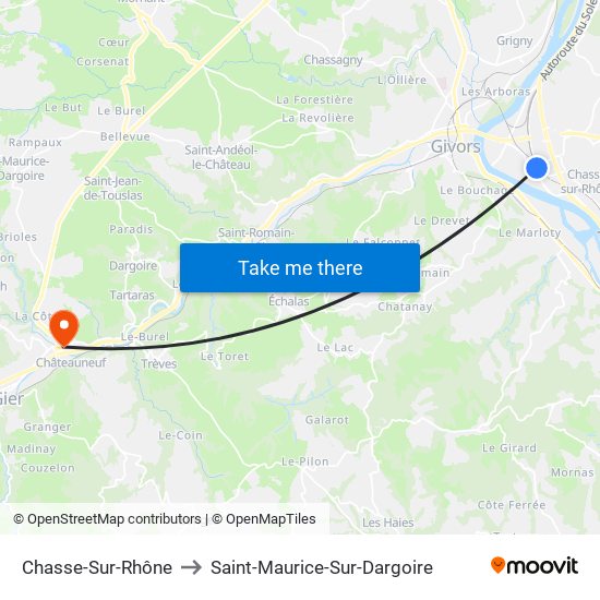 Chasse-Sur-Rhône to Saint-Maurice-Sur-Dargoire map