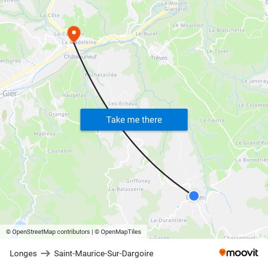 Longes to Saint-Maurice-Sur-Dargoire map