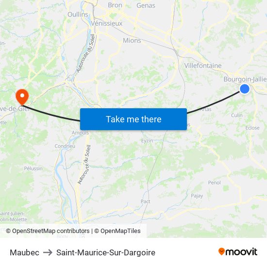 Maubec to Saint-Maurice-Sur-Dargoire map