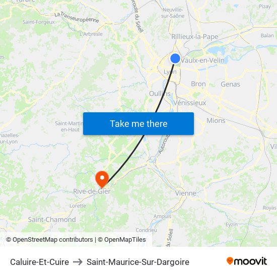 Caluire-Et-Cuire to Saint-Maurice-Sur-Dargoire map