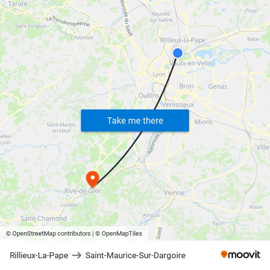 Rillieux-La-Pape to Saint-Maurice-Sur-Dargoire map