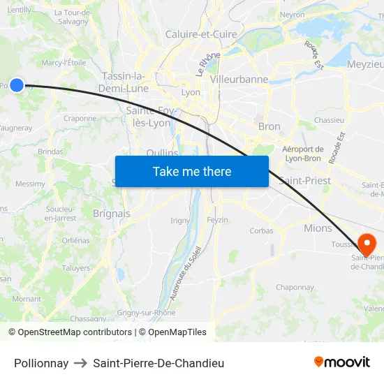 Pollionnay to Saint-Pierre-De-Chandieu map