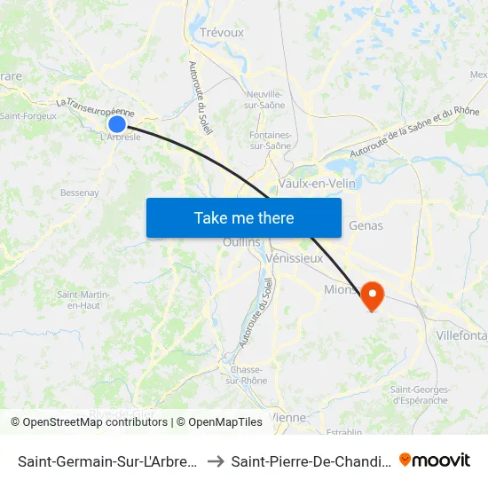 Saint-Germain-Sur-L'Arbresle to Saint-Pierre-De-Chandieu map
